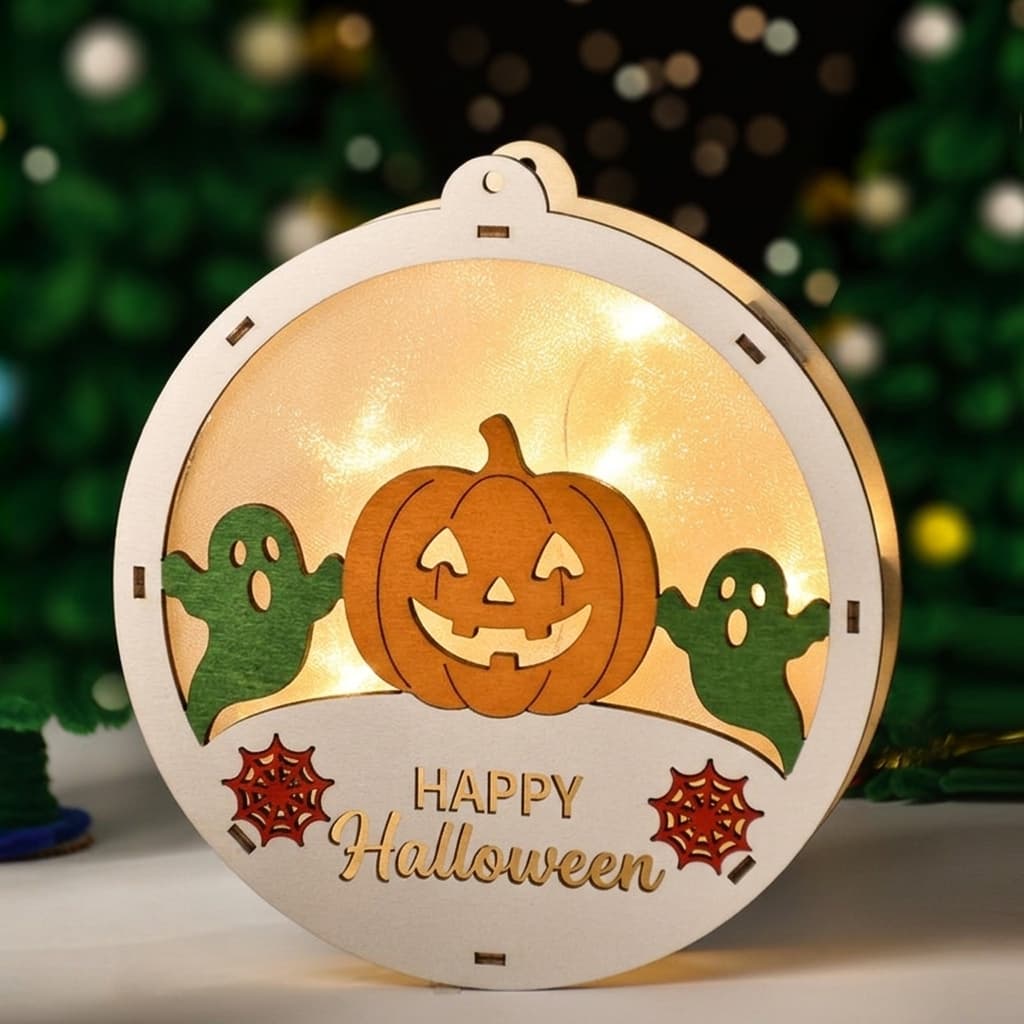 Luminous assembly figurine in wooden box