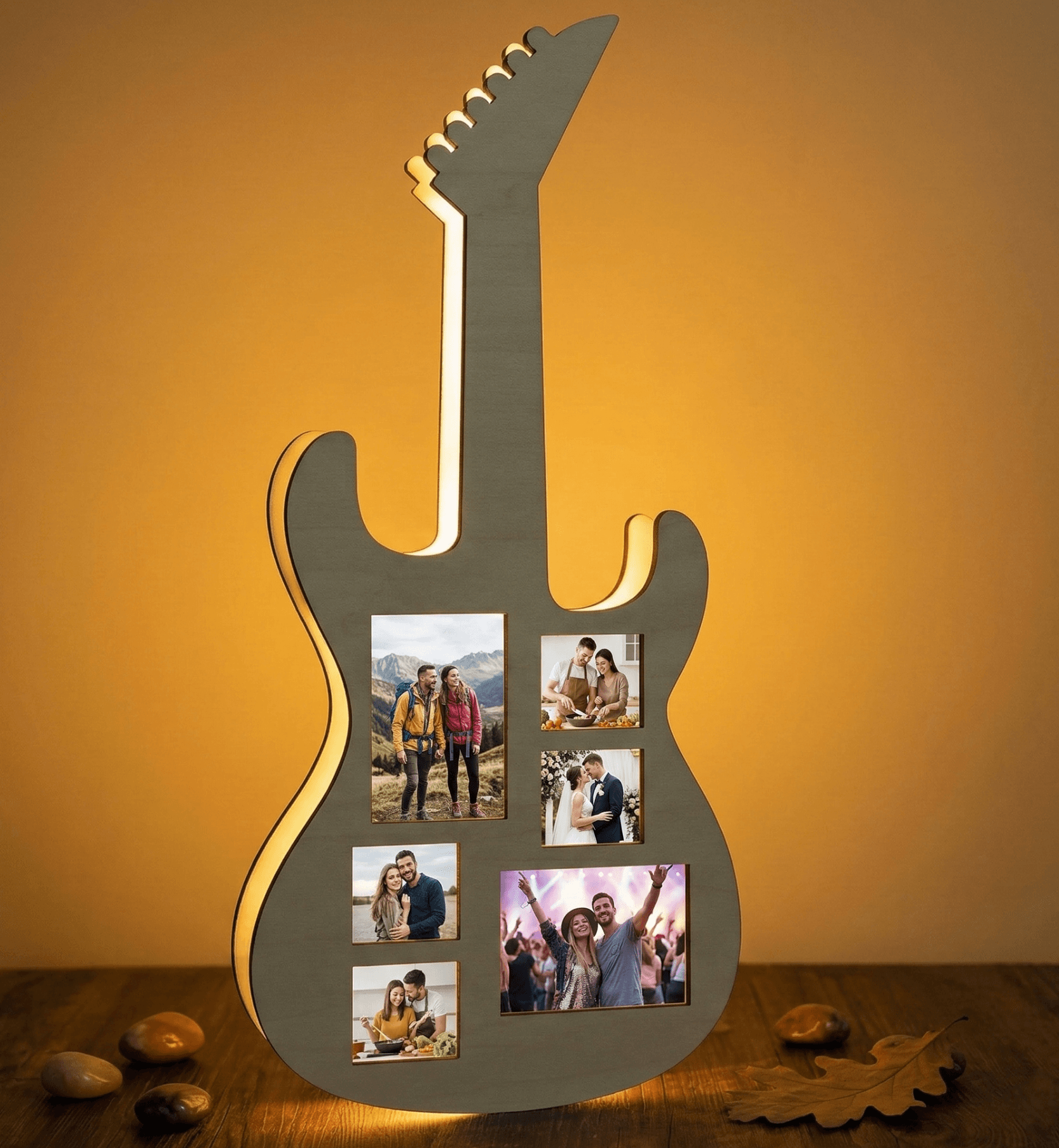 Customized wooden LED display + acrylic photo frame