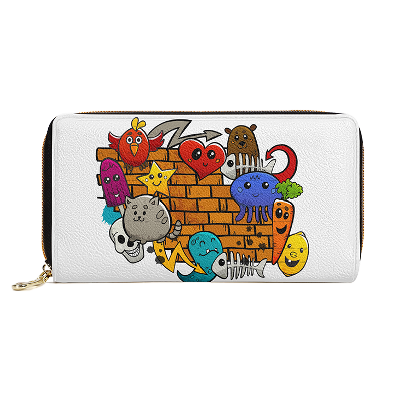 A wallet with graffiti